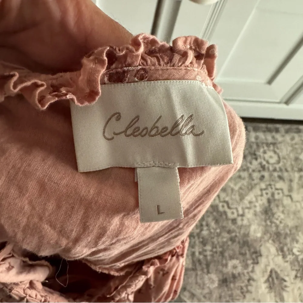 Cleobella Sybil Pink Floral Puff Short Sleeve Lined Babydoll Mini Dress Size L - Picture 6 of 14